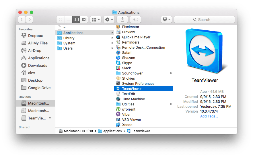 uninstall teamviewer from mac