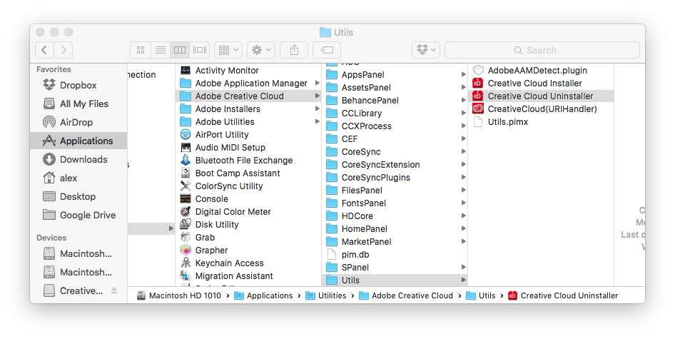 uninstalling adobe creative cloud mac