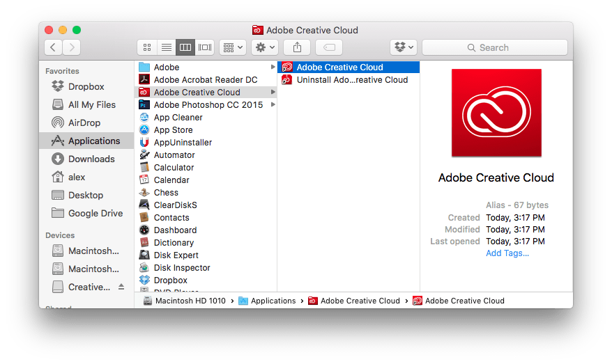 uninstall adobe creative cloud mac