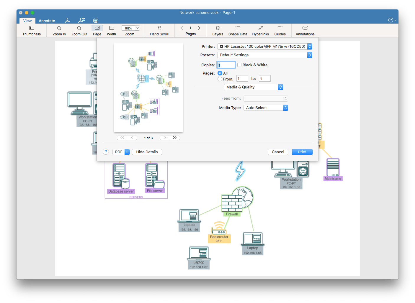 print visio on mac