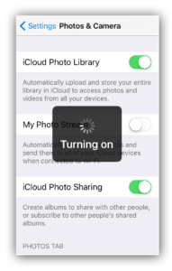 aplicar a sincronização das fotografias de iCloud