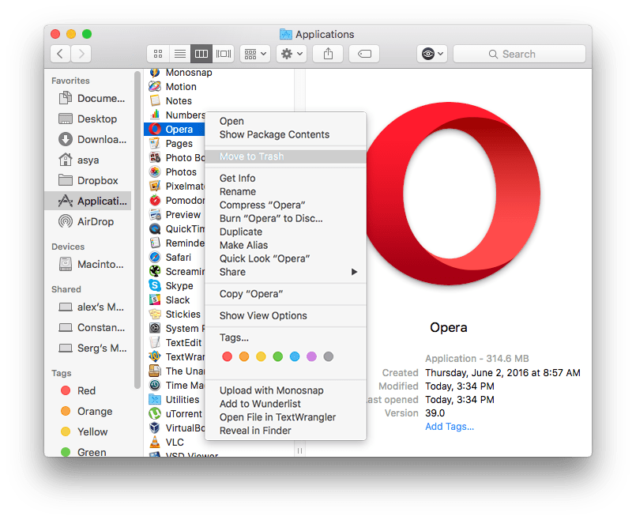 remove opera