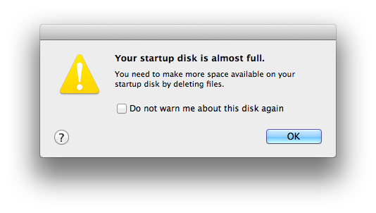 startup disk is full on macbook