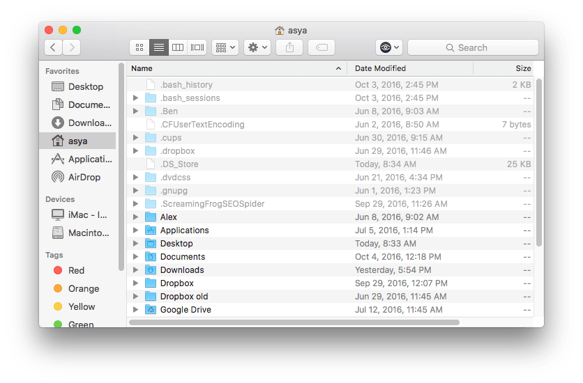 mac hidden files