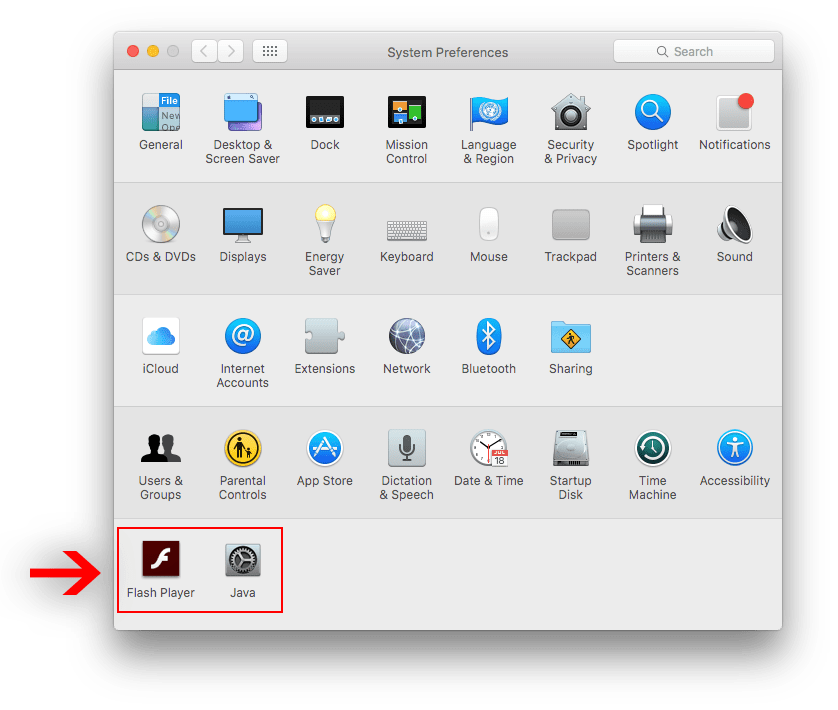 System Preferences window with Preference Panes highlighted