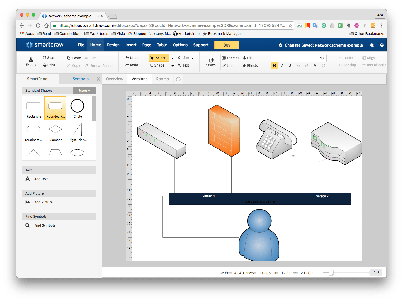 SmartDraw software opened in browser