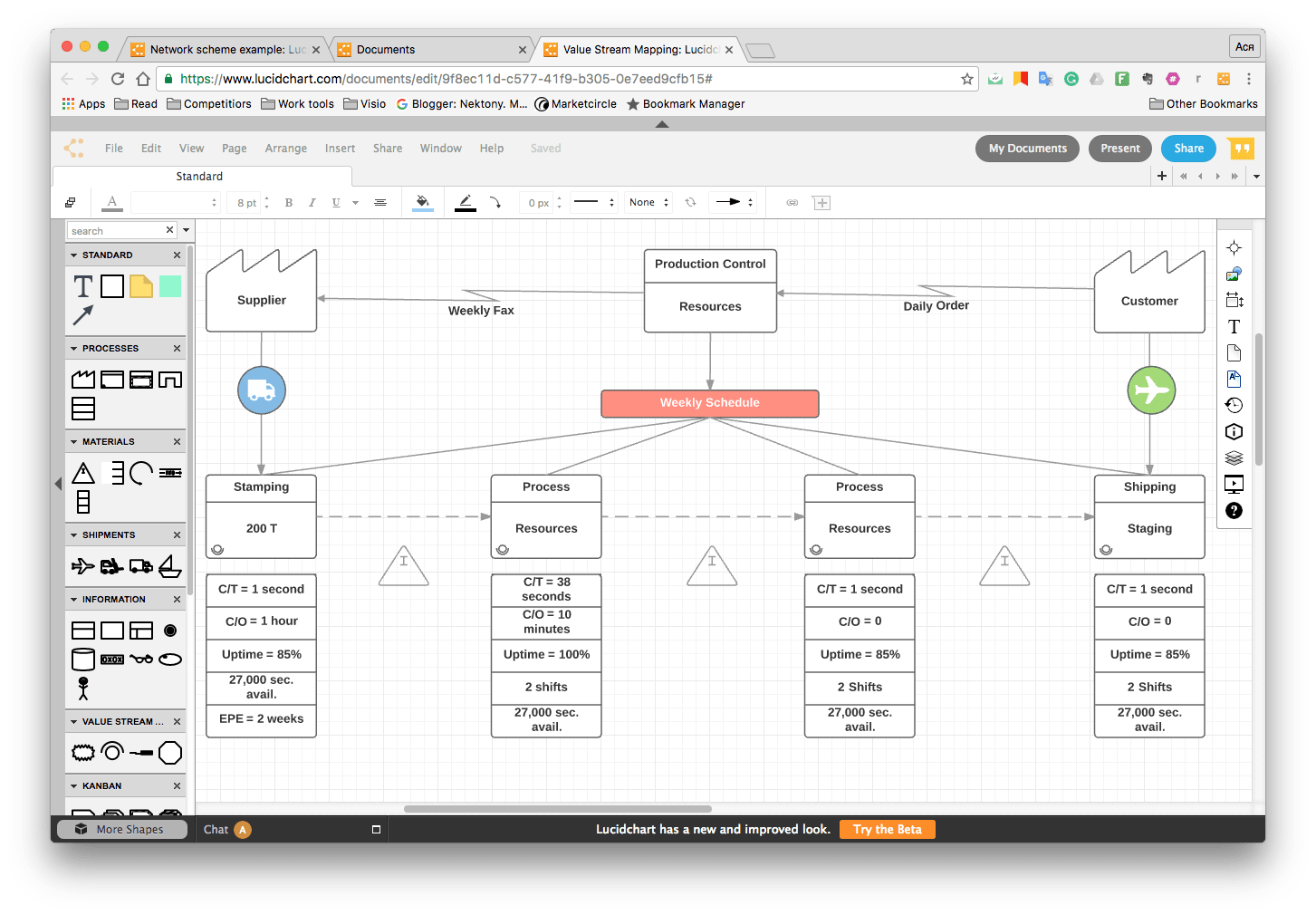 LucidChart software opened in browser