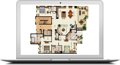 MacBook screen showing house layout