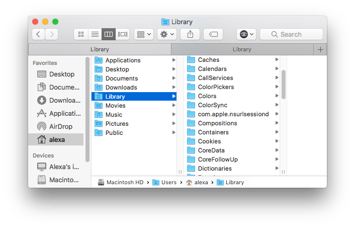 How to find mac library folder