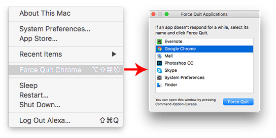 what is command for force quit on mac