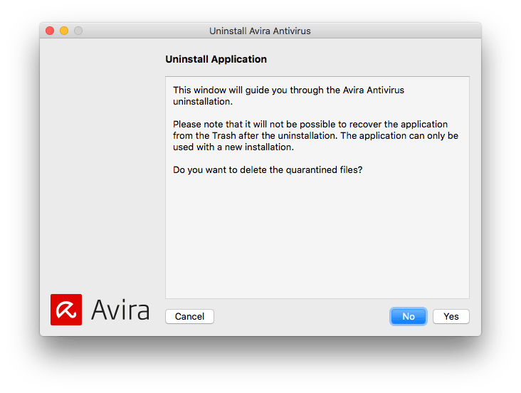 Avira built-in uninstaller launched