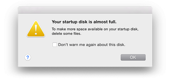 Системное сообщение Your startup disk is almost full