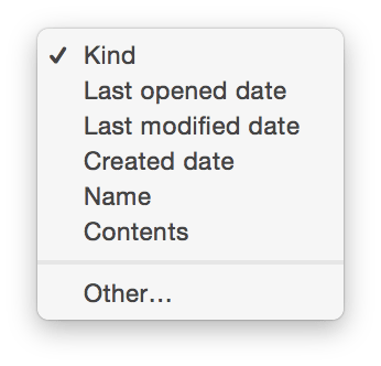 Drop-down menu for sorting files