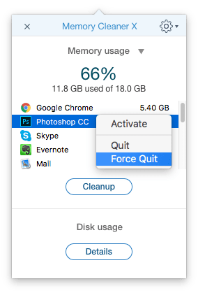 how to clean up application memory on mac