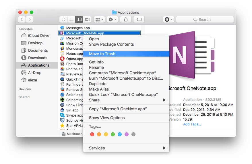 remove and reinstall onenote for mac