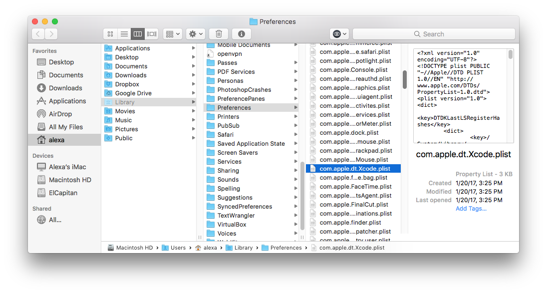 Xcode junk files in Finder