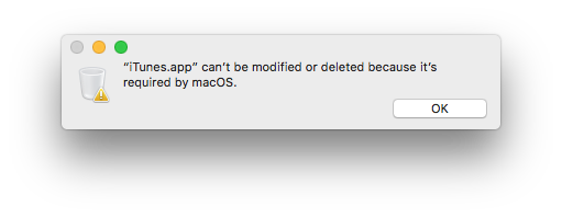 Application cannot be deleted notification