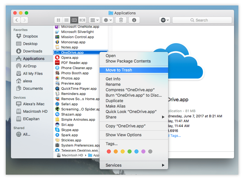 onedrive for mac 10.11