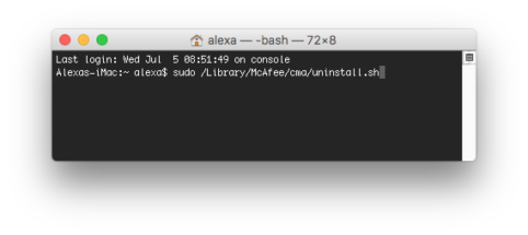 uninstall mcafee mac terminal