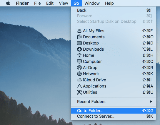 Go to Folder menu command