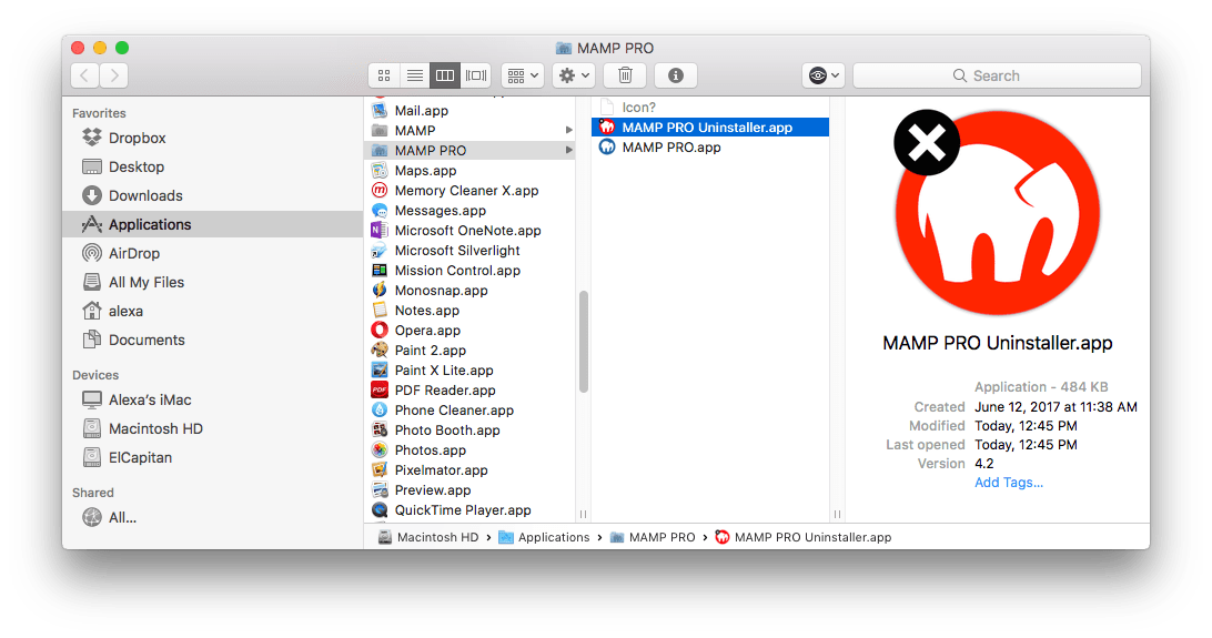 osx uninstall mamp