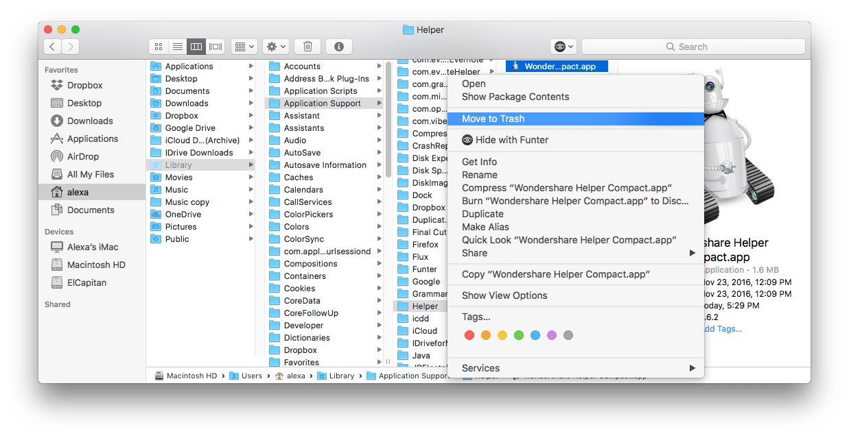 finder window-library-wondershare support files