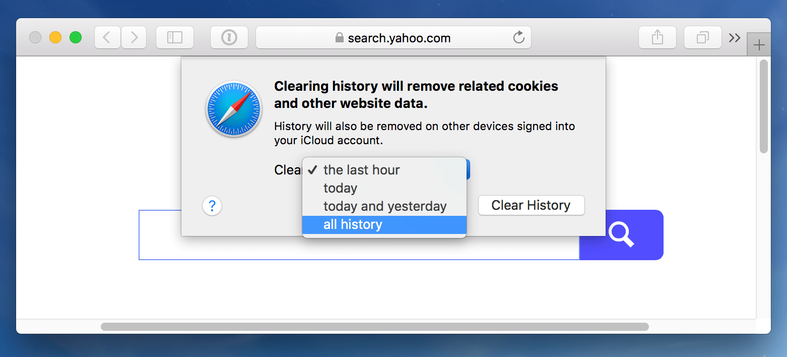 how to clear safari history on mac