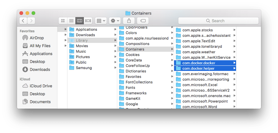 docker for mac delete containers