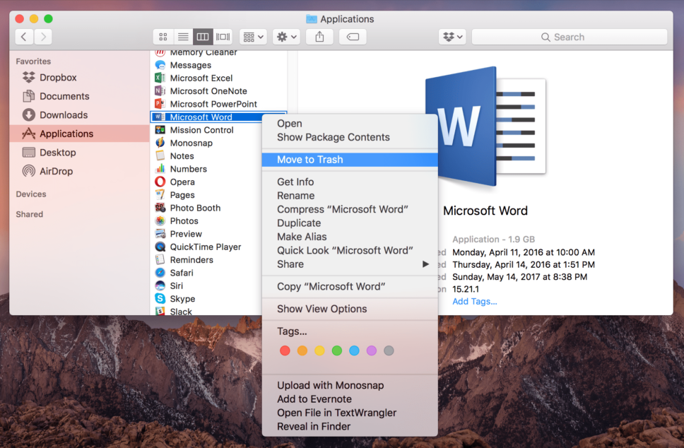 uninstall microsoft word on mac