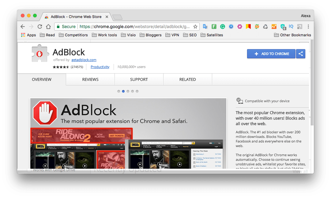 adblock extension for chrome page