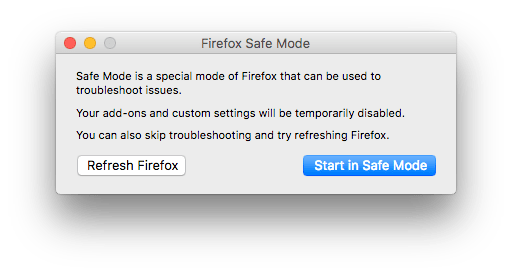firefox safe mode window