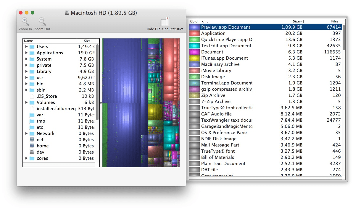 how check disk space mac