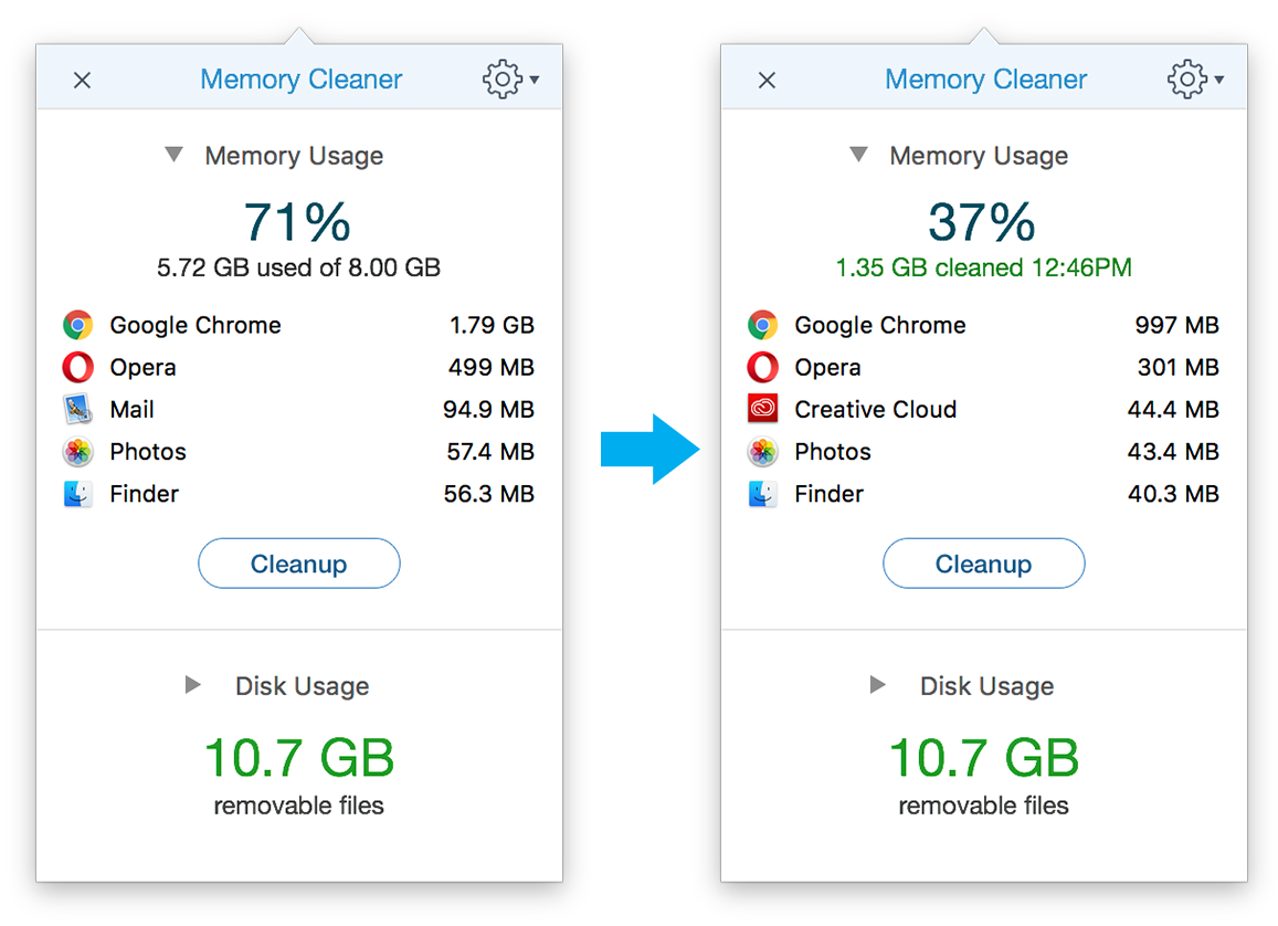 clean up RAM memory with Memory Cleaner