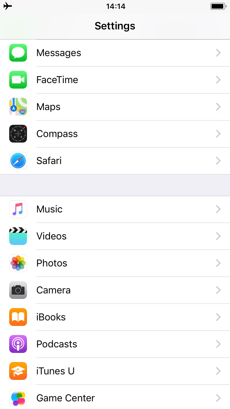 setting on iphone showing safari app