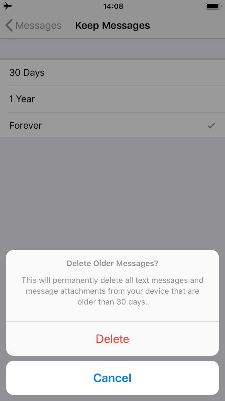 conformation question to delete old messages 