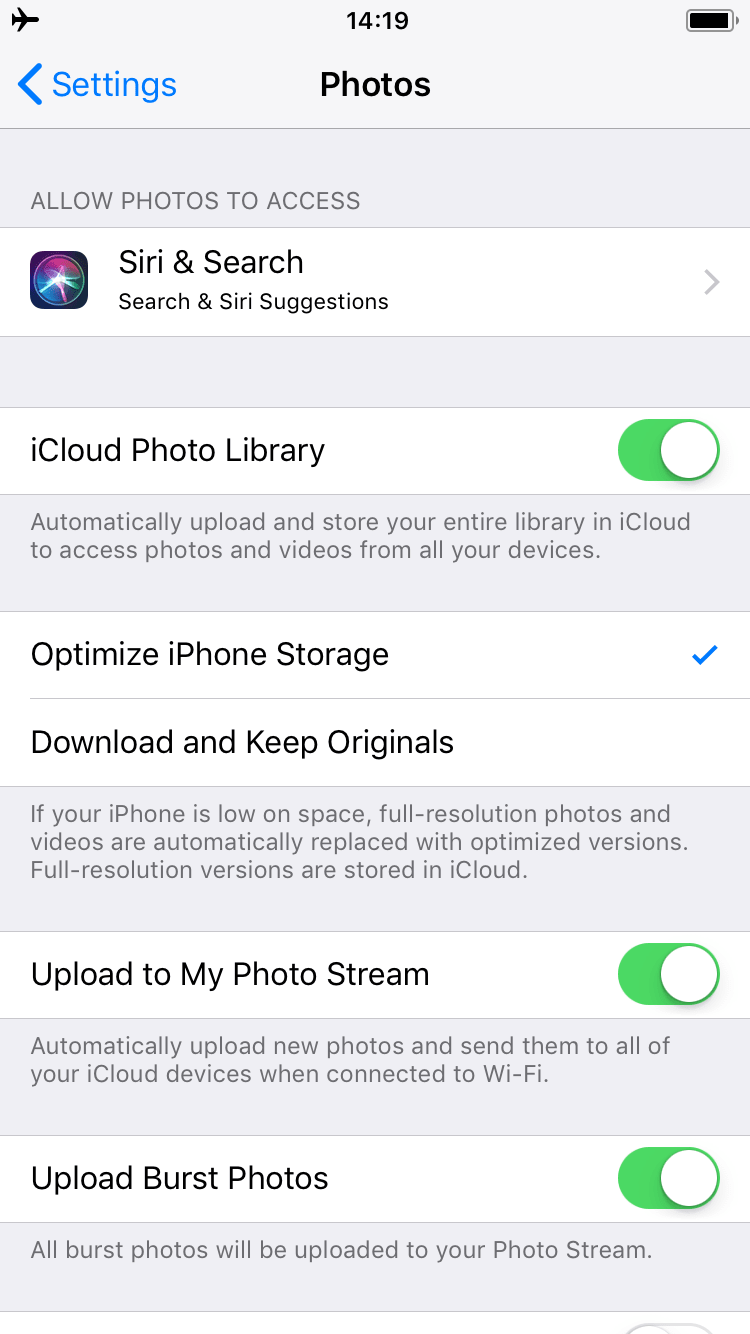photos settings on iphone