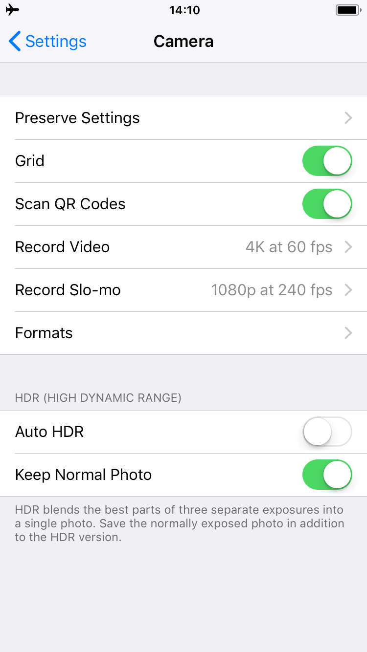 iphone settings screen