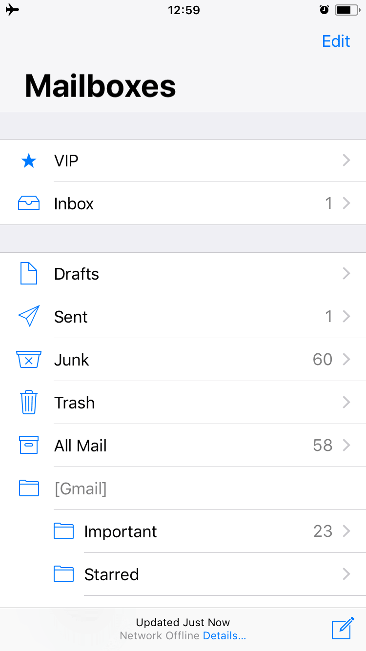 iPhone screen - Mailboxes