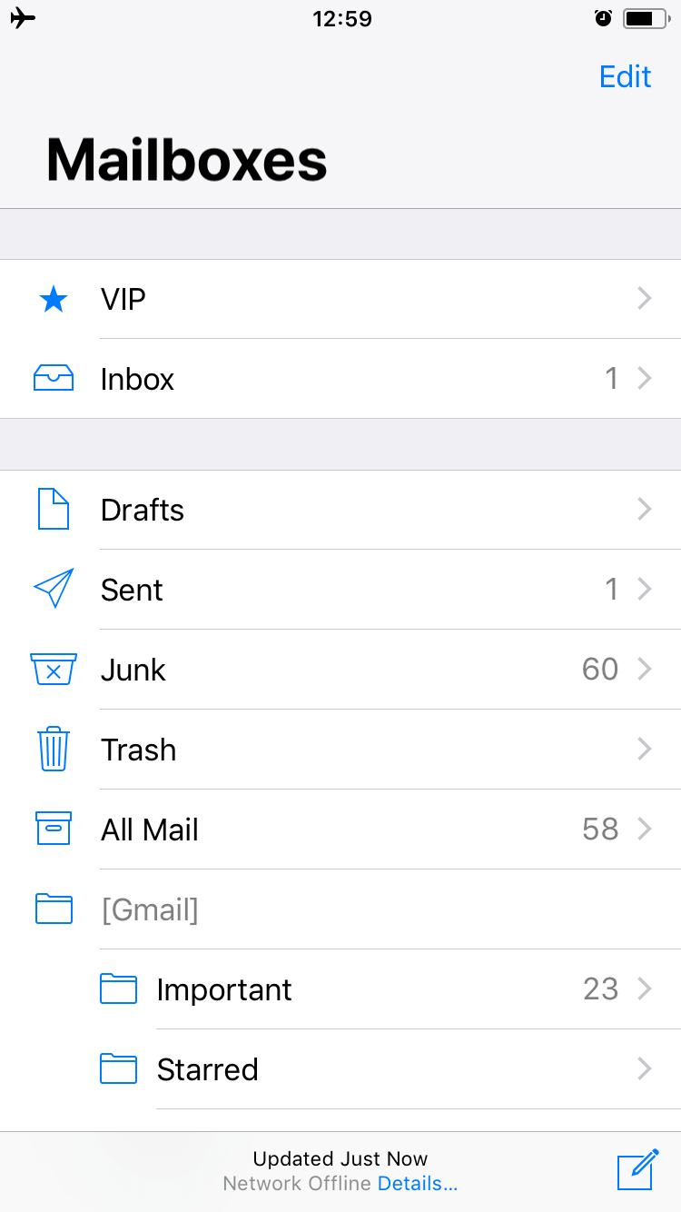 how do i empty the mailbox on my iphone