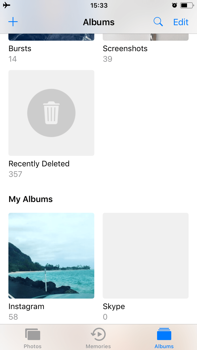 iPhone - Photos app - albums