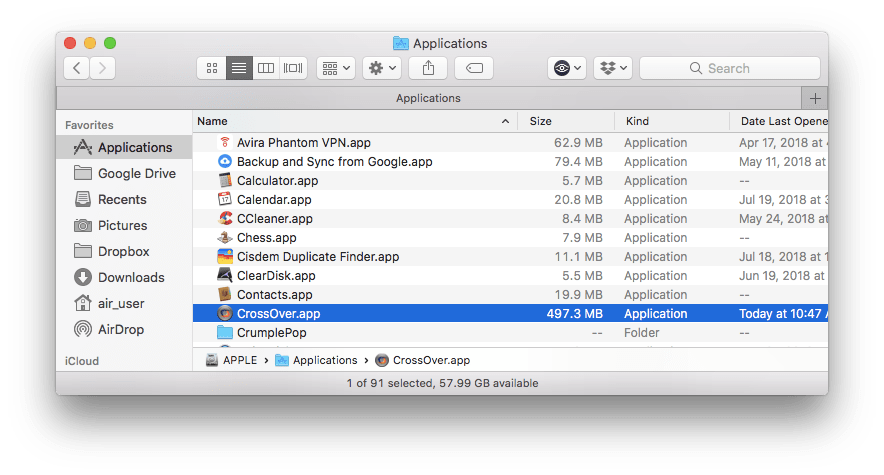 Crossover preferences files in Finder