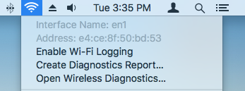 Wifi icon in Mac toolbar