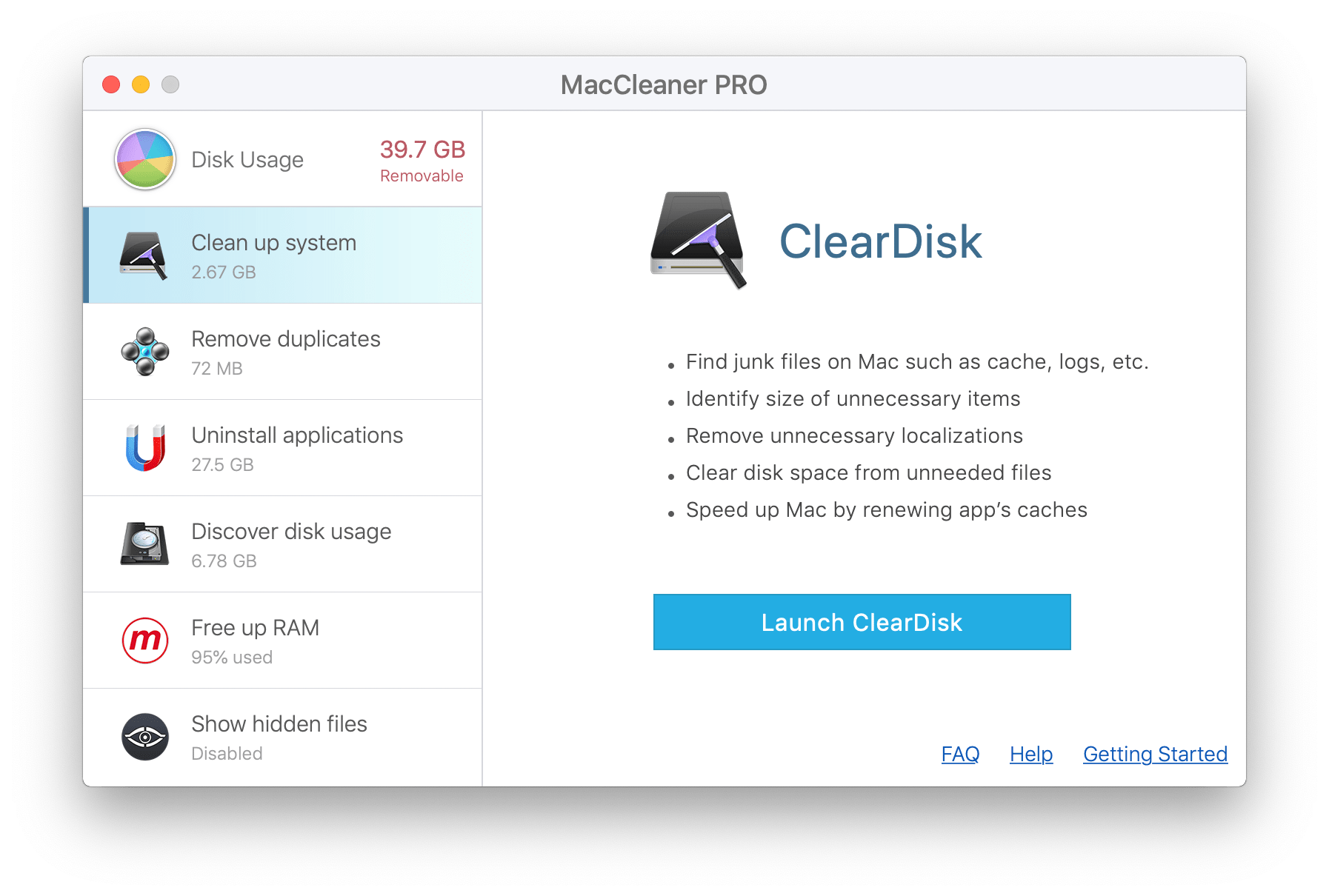 in the pro app cleaner mac