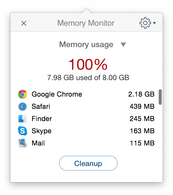 Memory Cleaner window 
