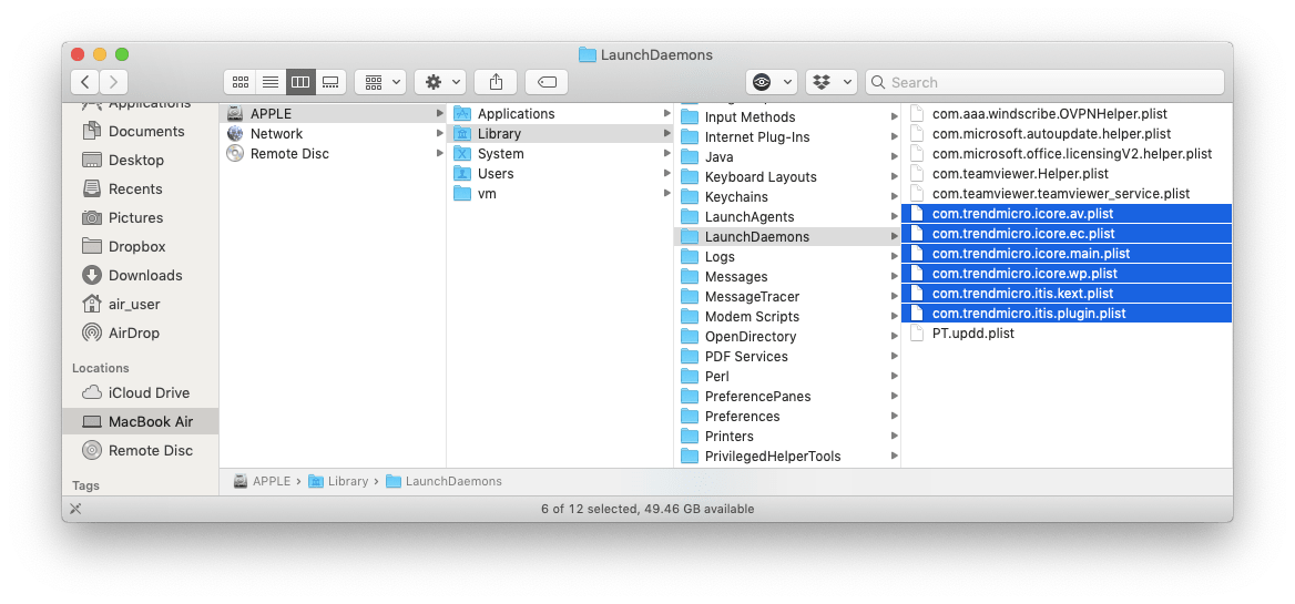 Finder window showing LaunchDaemons folder content