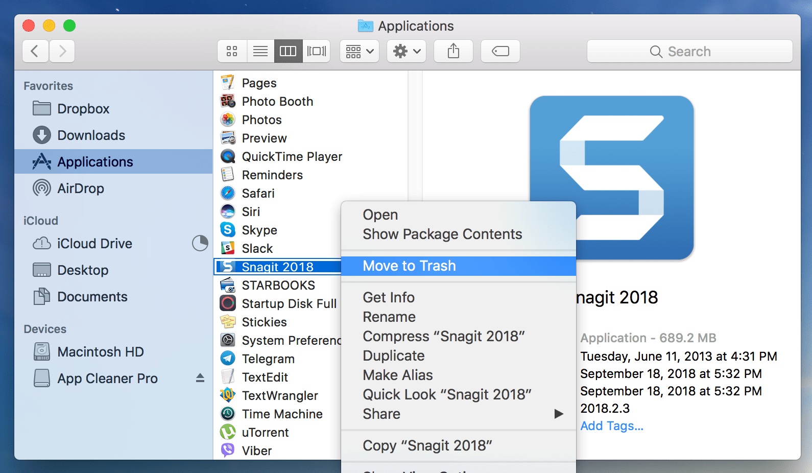 snagit for mac different key