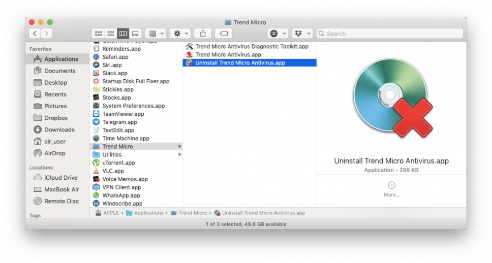 uninstall trend micro security mac