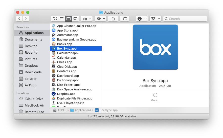 box sync not working mac