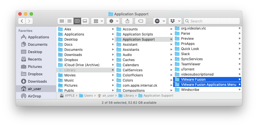 vmware fusion for mac windows folders