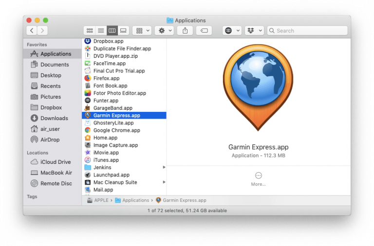 uninstall garmin express macbook